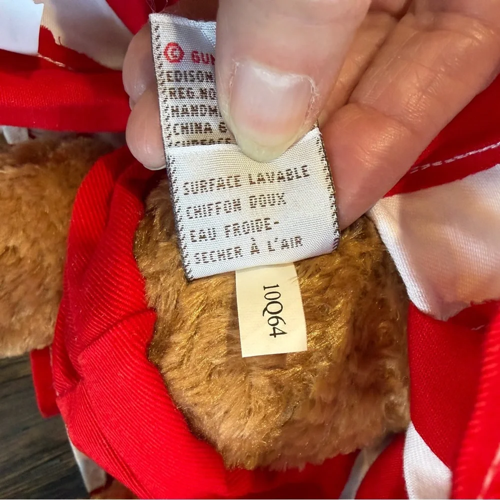 GUND “Brittany” Cheerleader Teddy Bear Plush 12” Red‎ White Pom Poms NWT